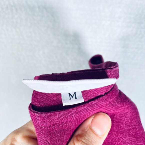 Bryn Walker Linen Top Womens M Fuchsia Chambray Pullover High Low Sustainable - Picture 5 of 13